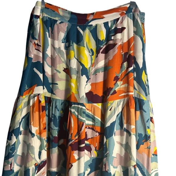 Soft Surroundings Kara Floral Midi Tiered Tropical Flowy Abstract Skirt Sz Med - Picture 3 of 12